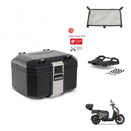 SHAD Baul trasero + soporte montaje parrilla accesorios TR48 TERRA BLACK EDITION KIT-453223