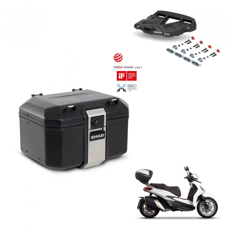 SHAD Baul trasero + soporte montaje parrilla TR48 TERRA BLACK EDITION KIT-453236