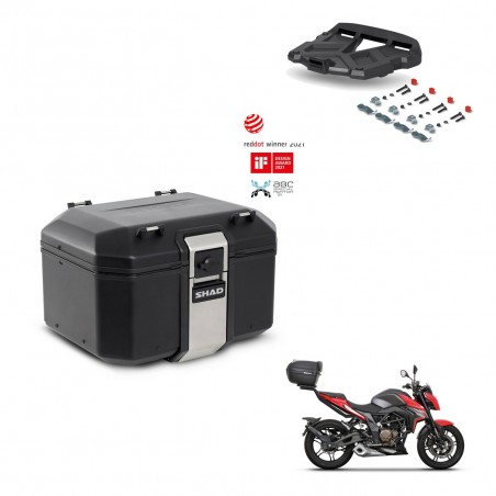 SHAD Baul trasero + soporte montaje parrilla TR48 TERRA BLACK EDITION KIT-453282
