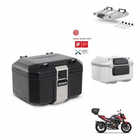 SHAD Baul trasero + soporte montaje parrilla accesorios TR48 TERRA BLACK EDITION KIT-453283