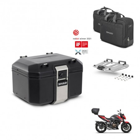 SHAD Baul trasero + soporte montaje parrilla accesorios TR48 TERRA BLACK EDITION KIT-453286