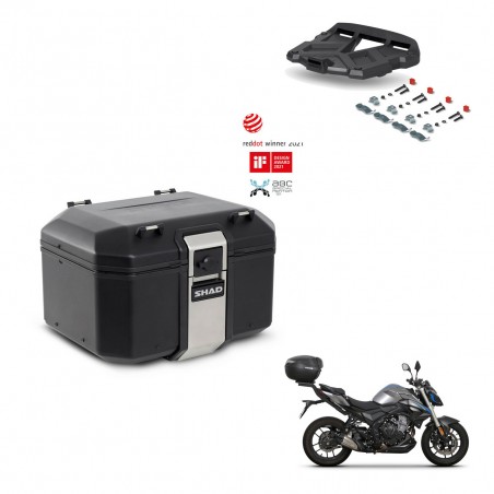 SHAD Baul trasero + soporte montaje parrilla TR48 TERRA BLACK EDITION KIT-453305