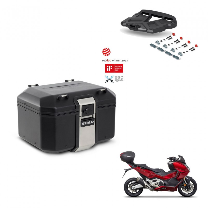 SHAD Baul trasero + soporte montaje parrilla TR48 TERRA BLACK EDITION KIT-453351
