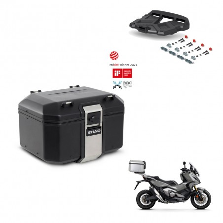 SHAD Baul trasero + soporte montaje parrilla TR48 TERRA BLACK EDITION KIT-453420