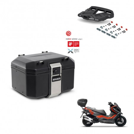 SHAD Baul trasero + soporte montaje parrilla TR48 TERRA BLACK EDITION KIT-453443