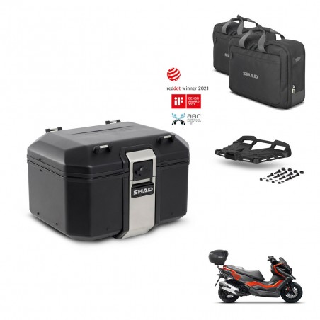 SHAD Baul trasero + soporte montaje parrilla accesorios TR48 TERRA BLACK EDITION KIT-453455