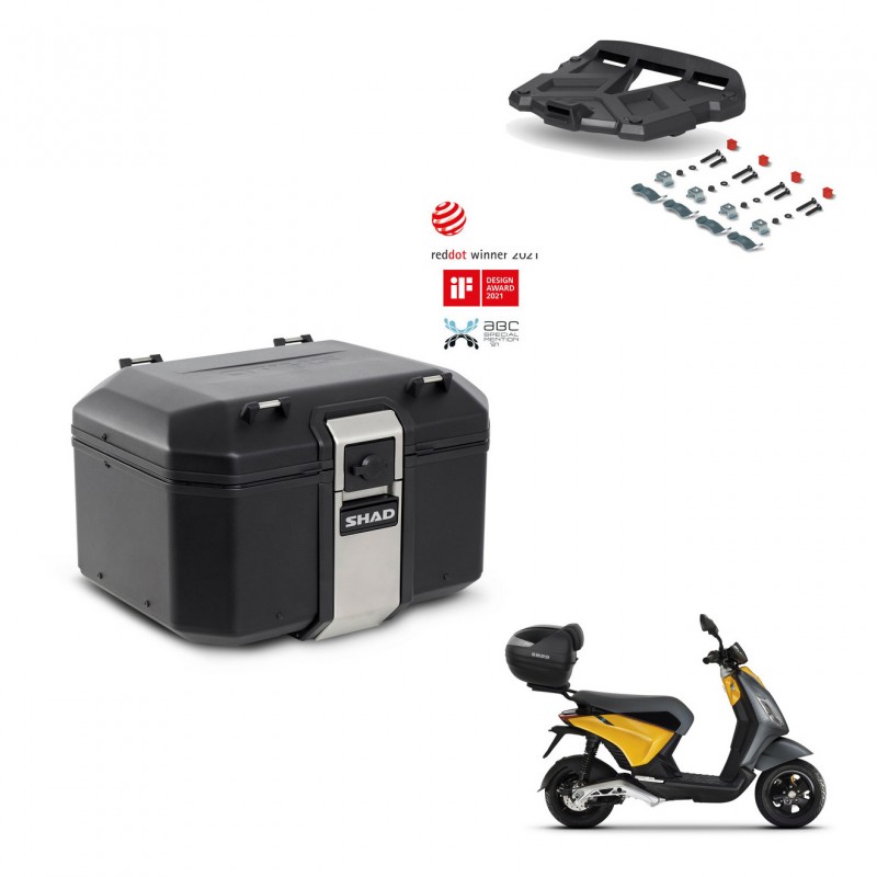SHAD Baul trasero + soporte montaje parrilla TR48 TERRA BLACK EDITION KIT-453581