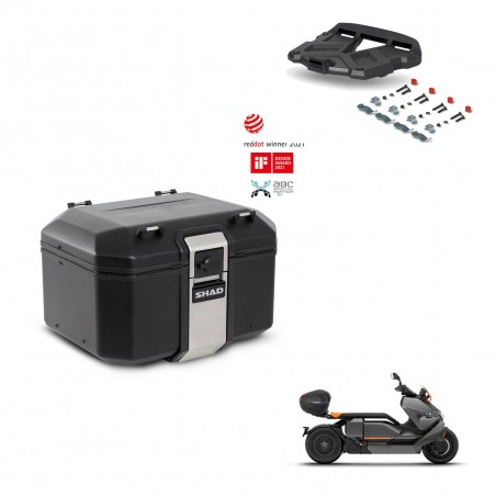 SHAD Baul trasero + soporte montaje parrilla TR48 TERRA BLACK EDITION KIT-453604