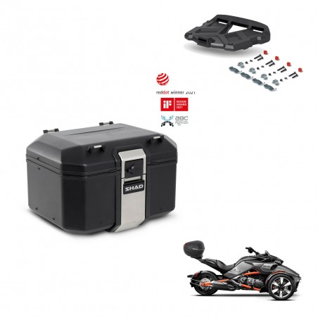 SHAD Baul trasero + soporte montaje parrilla TR48 TERRA BLACK EDITION KIT-453765