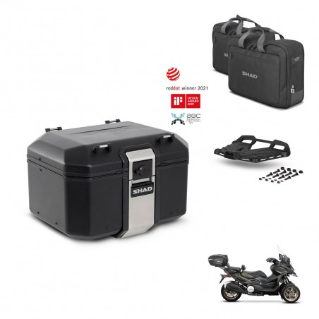 SHAD Baul trasero + soporte montaje parrilla accesorios TR48 TERRA BLACK EDITION KIT-453800