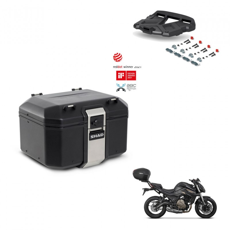 SHAD Baul trasero + soporte montaje parrilla TR48 TERRA BLACK EDITION KIT-453811