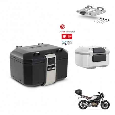 SHAD Baul trasero + soporte montaje parrilla accesorios TR48 TERRA BLACK EDITION KIT-453835