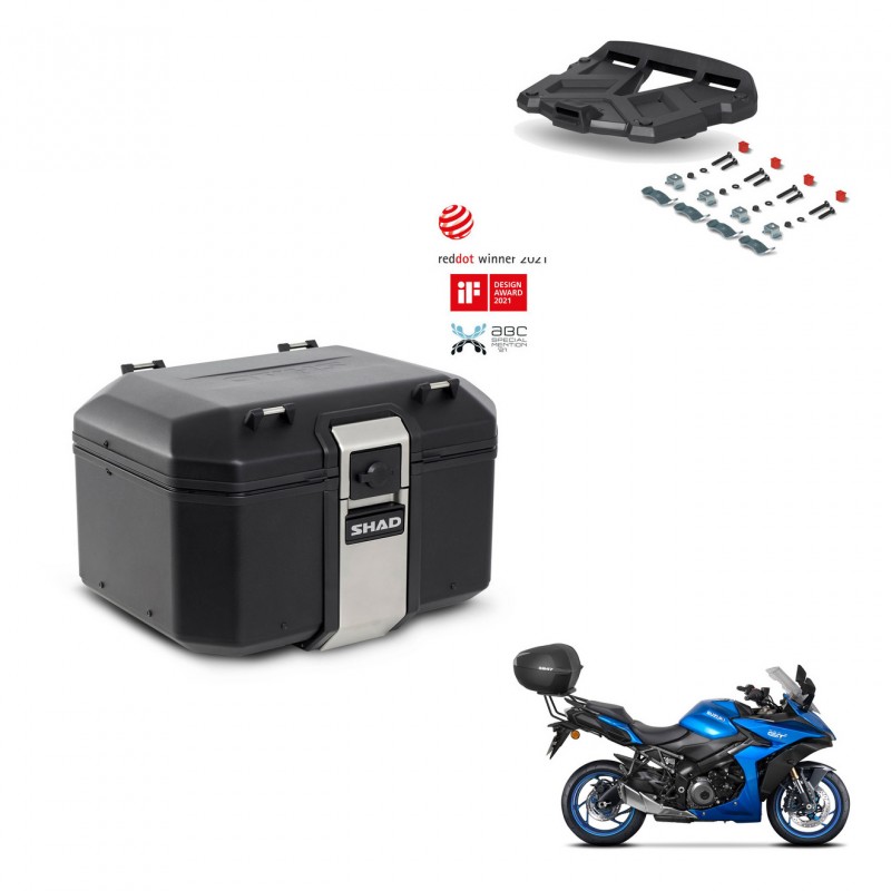 SHAD Baul trasero + soporte montaje parrilla TR48 TERRA BLACK EDITION KIT-453857