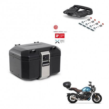 SHAD Baul trasero + soporte montaje parrilla TR48 TERRA BLACK EDITION KIT-453880