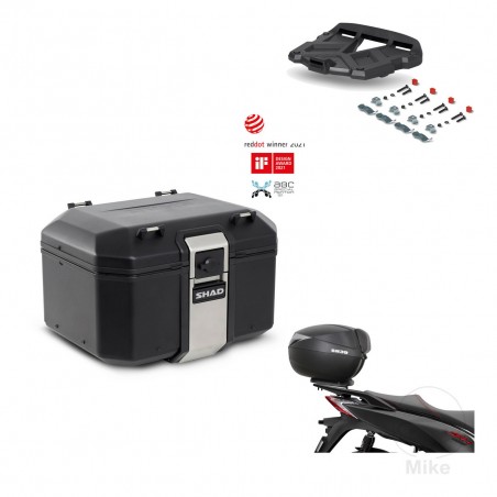 SHAD Baul trasero + soporte montaje parrilla TR48 TERRA BLACK EDITION KIT-454018