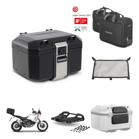 SHAD Baul trasero + soporte montaje parrilla accesorios TR48 TERRA BLACK EDITION KIT-454056