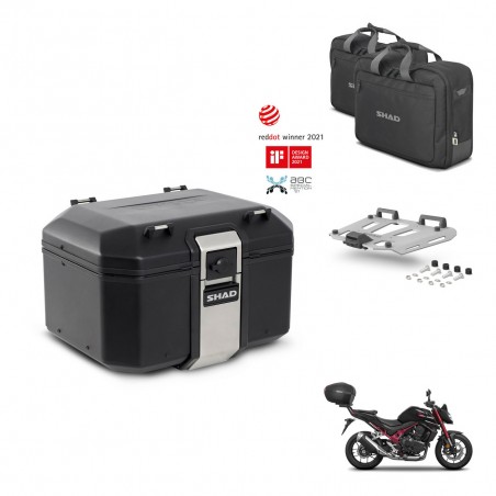 SHAD Baul trasero + soporte montaje parrilla accesorios TR48 TERRA BLACK EDITION KIT-454068
