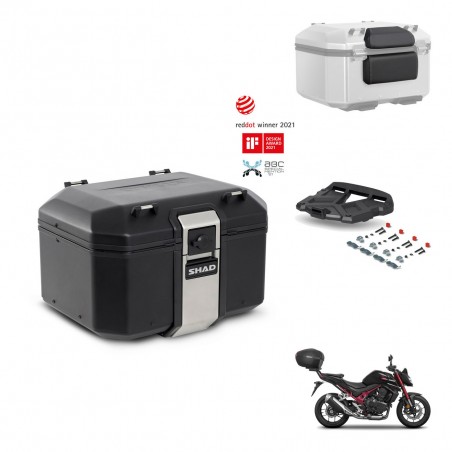 SHAD Baul trasero + soporte montaje parrilla accesorios TR48 TERRA BLACK EDITION KIT-454080