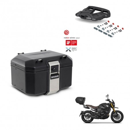 SHAD Baul trasero + soporte montaje parrilla TR48 TERRA BLACK EDITION KIT-454110