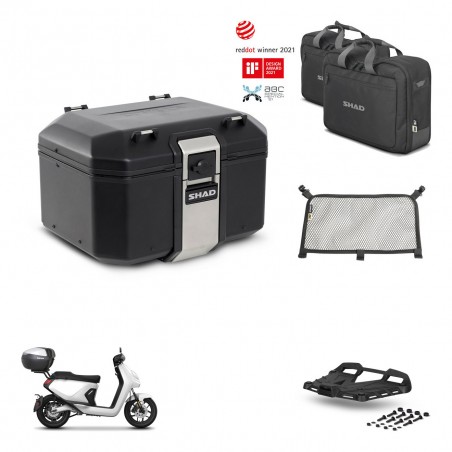 SHAD Baul trasero + soporte montaje parrilla accesorios TR48 TERRA BLACK EDITION KIT-454170