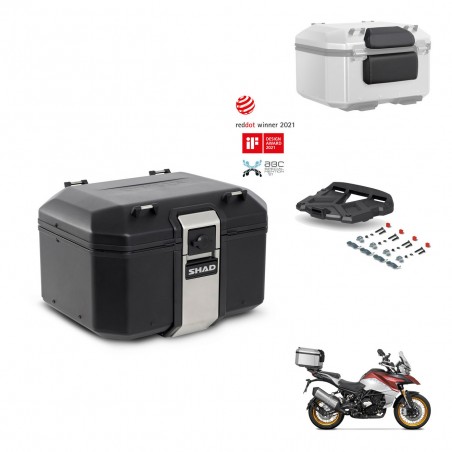 SHAD Baul trasero + soporte montaje parrilla accesorios TR48 TERRA BLACK EDITION KIT-454195
