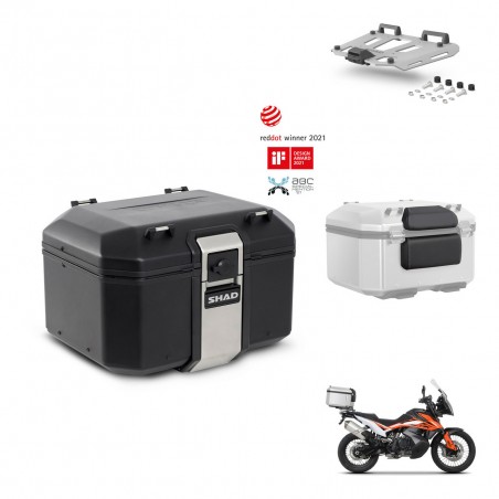 SHAD Baul trasero + soporte montaje parrilla accesorios TR48 TERRA BLACK EDITION KIT-454295