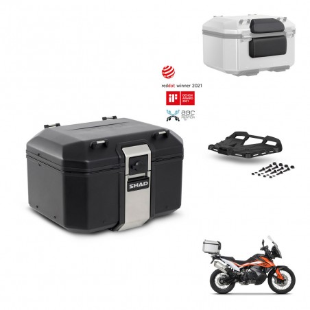 SHAD Baul trasero + soporte montaje parrilla accesorios TR48 TERRA BLACK EDITION KIT-454303