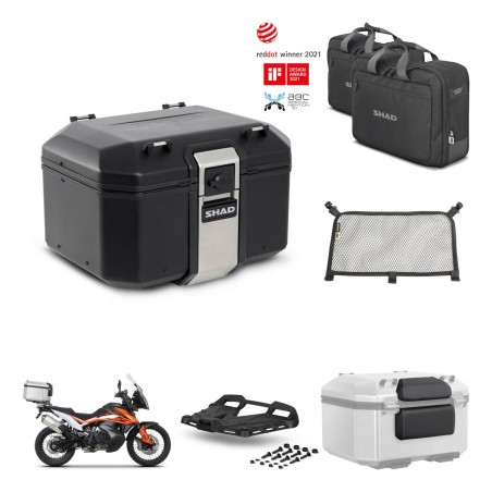 SHAD Baul trasero + soporte montaje parrilla accesorios TR48 TERRA BLACK EDITION KIT-454309