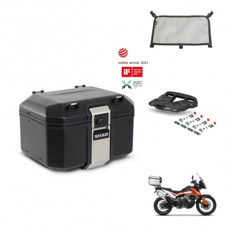 SHAD Baul trasero + soporte montaje parrilla accesorios TR48 TERRA BLACK EDITION KIT-454311