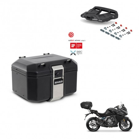 SHAD Baul trasero + soporte montaje parrilla TR48 TERRA BLACK EDITION KIT-454340