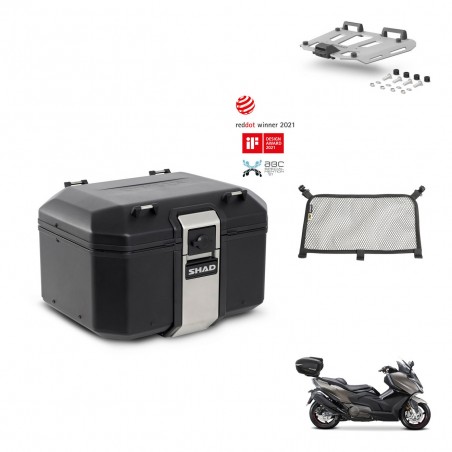 SHAD Baul trasero + soporte montaje parrilla accesorios TR48 TERRA BLACK EDITION KIT-454365