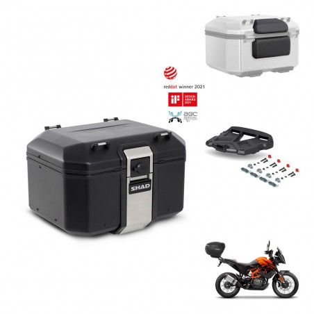 SHAD Baul trasero + soporte montaje parrilla accesorios TR48 TERRA BLACK EDITION KIT-454402