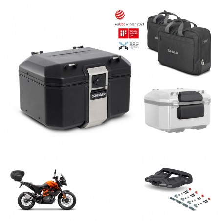 SHAD Baul trasero + soporte montaje parrilla accesorios TR48 TERRA BLACK EDITION KIT-454406