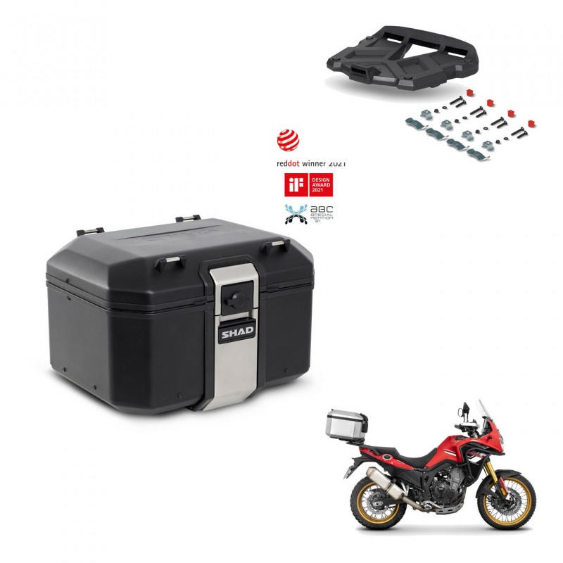 SHAD Baul trasero + soporte montaje parrilla TR48 TERRA BLACK EDITION KIT-454409