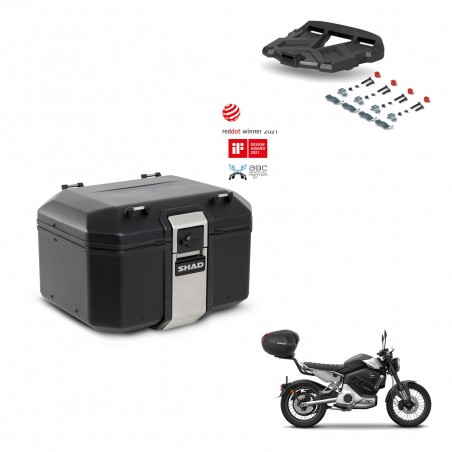 SHAD Baul trasero + soporte montaje parrilla TR48 TERRA BLACK EDITION KIT-454455