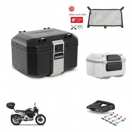 SHAD Baul trasero + soporte montaje parrilla accesorios TR48 TERRA BLACK EDITION KIT-454473