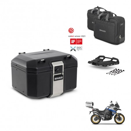 SHAD Baul trasero + soporte montaje parrilla accesorios TR48 TERRA BLACK EDITION KIT-454490