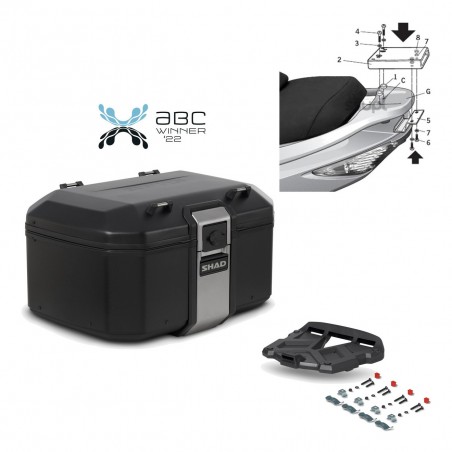 SHAD Baul trasero + parrilla soporte montaje TR55 TERRA BLACK EDITION KIT-454979