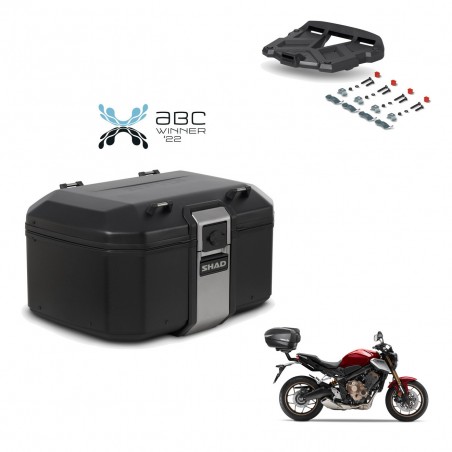 SHAD Baul trasero + soporte montaje parrilla TR55 TERRA BLACK EDITION KIT-455253