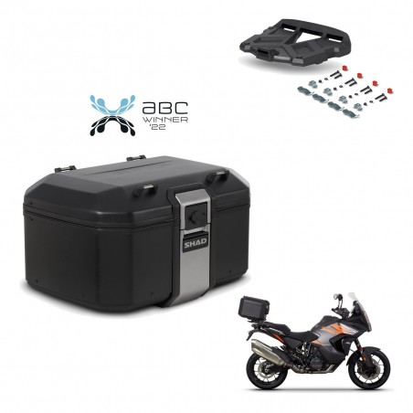 SHAD Baul trasero + soporte montaje parrilla TR55 TERRA BLACK EDITION KIT-455255