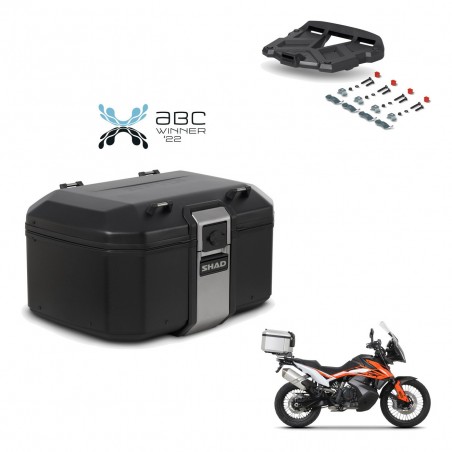 SHAD Baul trasero + soporte montaje parrilla TR55 TERRA BLACK EDITION KIT-455351