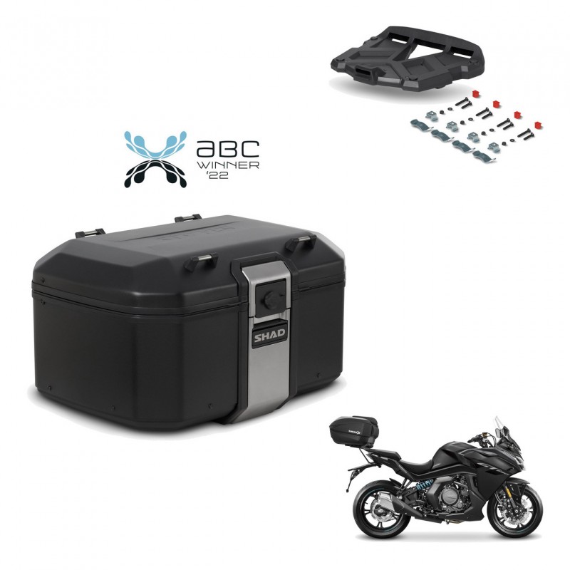 SHAD Baul trasero + soporte montaje parrilla TR55 TERRA BLACK EDITION KIT-455355