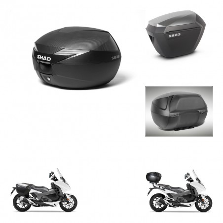 SHAD Maletas sh23 alu + soporte montaje baul SH39 carbon accesorios KIT-458283