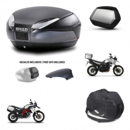 SHAD Maletas SH35 PREMIUM + soporte montaje baul SH48 tapa respaldo accesorios 49 L KIT-458371