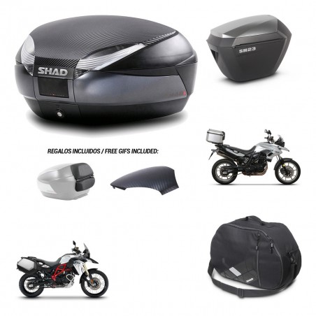 SHAD Maletas sh23 alu + soporte montaje baul SH48 tapa respaldo accesorios 49 L KIT-458373