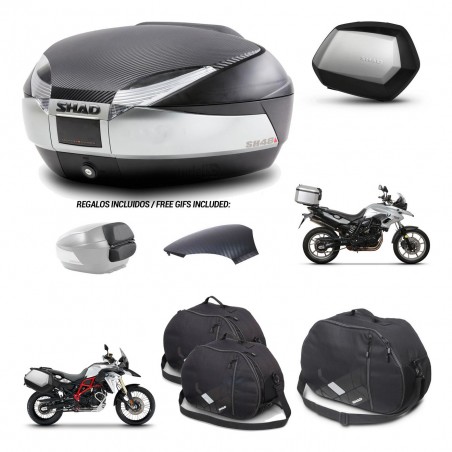 SHAD Maletas SH35 PREMIUM + soporte montaje baul SH48 tapa respaldo accesorios KIT-458386