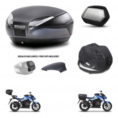 SHAD Maletas SH35 PREMIUM + soporte montaje baul SH48 tapa respaldo accesorios 49 L KIT-458497