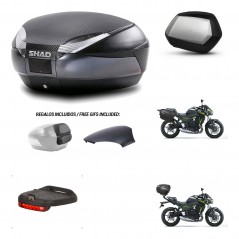 SHAD Maletas SH35 PREMIUM + soporte montaje baul SH48 tapa respaldo accesorios 49 L KIT-459035