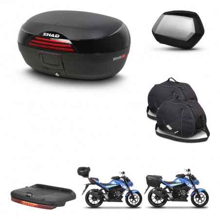 SHAD Maletas SH35 PREMIUM + soporte montaje baul SH46 accesorios 45 L KIT-459273