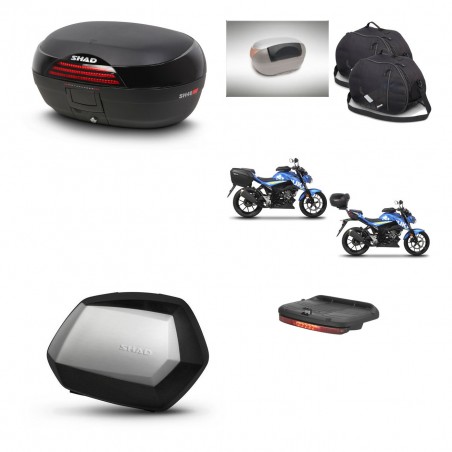SHAD Maletas SH35 PREMIUM + soporte montaje baul SH46 accesorios 45 L KIT-459884